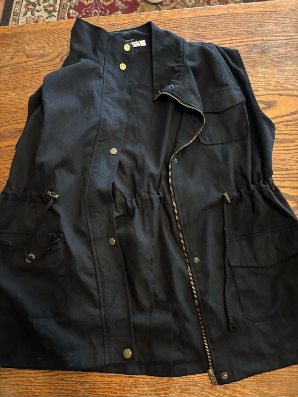 Women's Black Drawstring Utility Vest - Comfortable Lightweight Layer